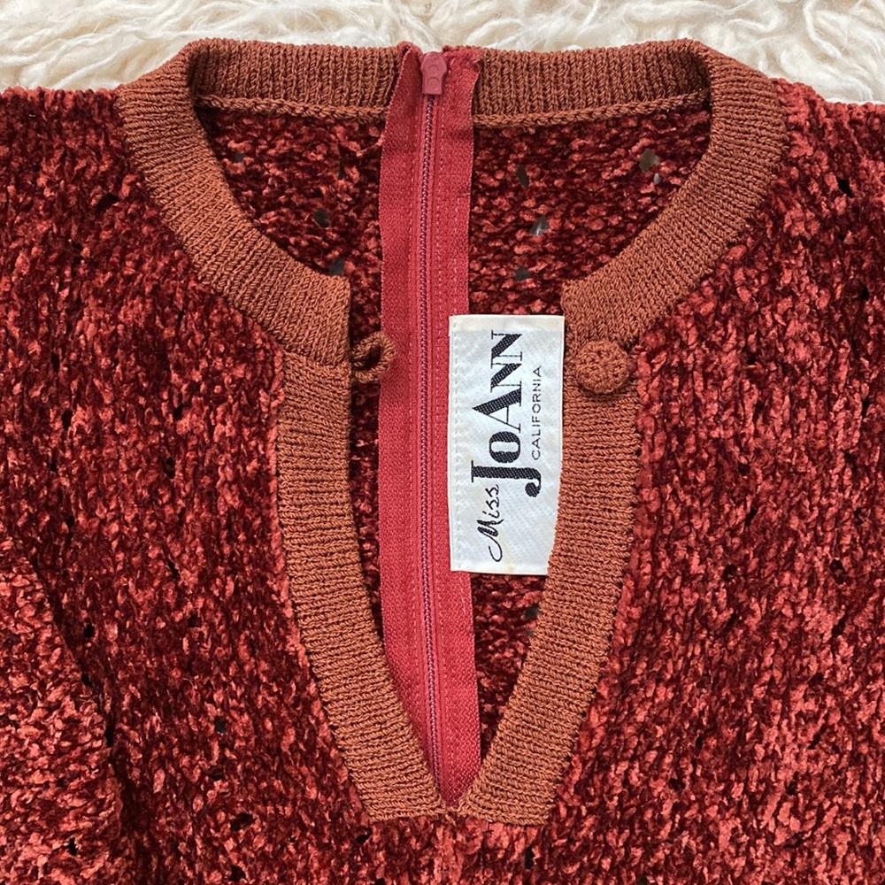 Vintage 1970s Miss Joanne Open Weave Chenille Top- S - Picture 2 of 3